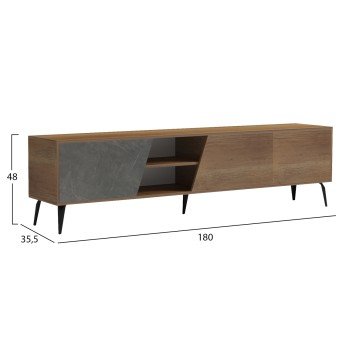 ΕΠΙΠΛΟ ΤΗΛΕΟΡΑΣΗΣ CATERRA HM18374.14 ΜΕΛΑΜΙΝΗ ΦΥΣΙΚΟ-MOORE STONE 180Χ35.5Χ48Υεκ.