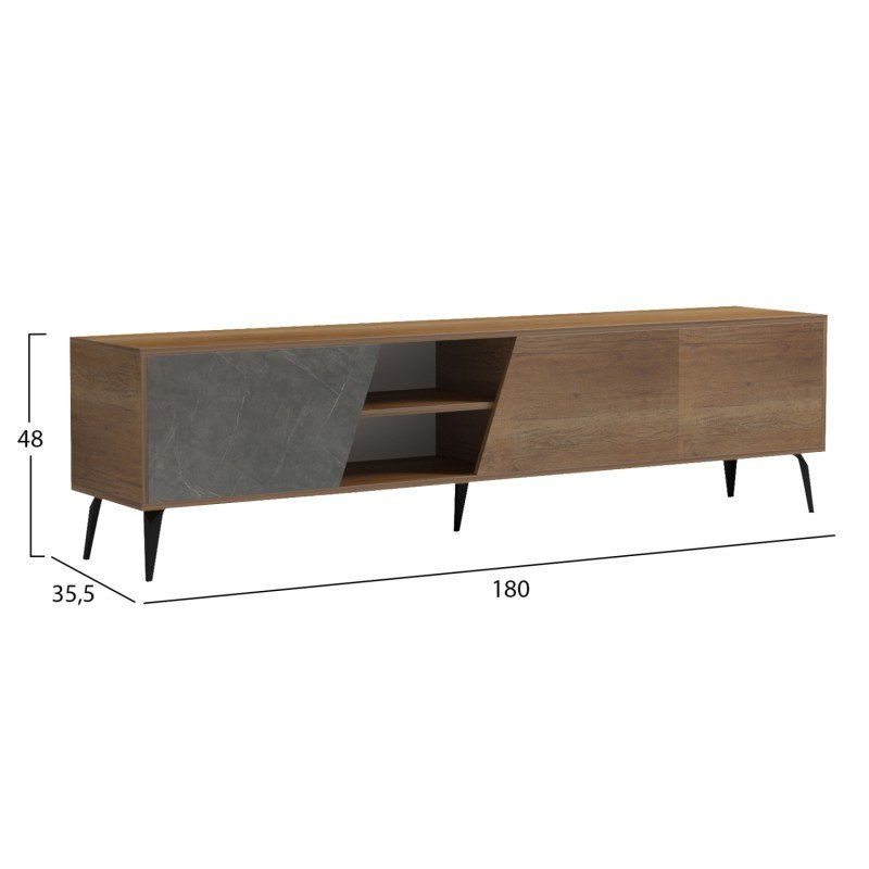 ΕΠΙΠΛΟ ΤΗΛΕΟΡΑΣΗΣ CATERRA HM18374.14 ΜΕΛΑΜΙΝΗ ΦΥΣΙΚΟ-MOORE STONE 180Χ35.5Χ48Υεκ.