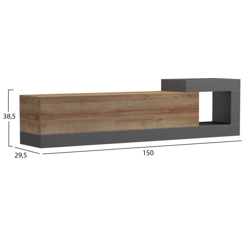 ΕΠΙΠΛΟ ΤΗΛΕΟΡΑΣΗΣ ΤΟΙΧΟΥ ESSENZA HM18372.13 ΜΕΛΑΜΙΝΗ OAK/ΓΚΡΙ 150x29.6x38.6Υεκ.