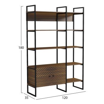 ΒΙΒΛΙΟΘΗΚΗ-ΡΑΦΙΕΡΑ NEZER HM18377.03 ΜΕΤΑΛΛΟ--ΜΕΛΑΜΙΝΗ ΣΕ ΚΑΡΥΔΙ 120x35x180Υεκ.