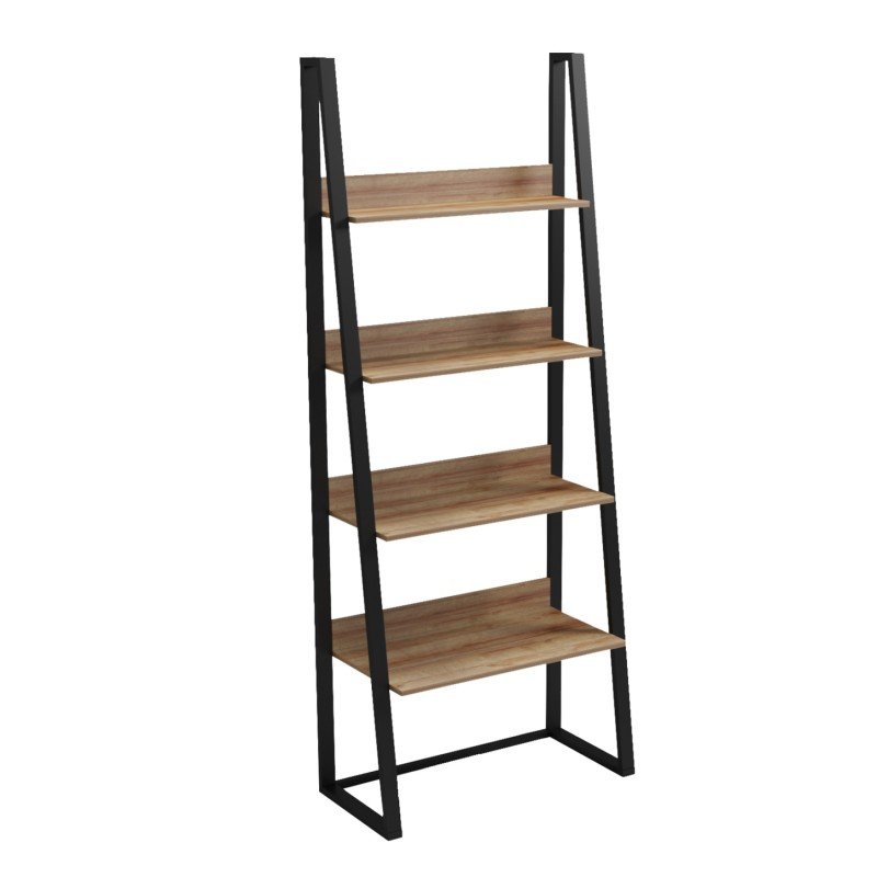 ΡΑΦΙΕΡΑ IZABEL HM18376.01 ΜΕΤΑΛΛΟ--ΜΕΛΑΜΙΝΗ ΣΕ OAK 75x36x185Υεκ.
