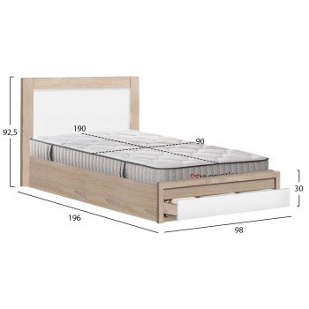 ΚΡΕΒΑΤΙ ΜΟΝΟ ΜΕ ΣΥΡΤΑΡΙ & ΣΤΡΩΜΑ MELANY HM10756.01 ΜΕΛΑΜΙΝΗ SONAMA/ΛΕΥΚΟ--ΓΙΑ 90x190εκ