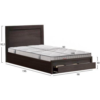 ΚΡΕΒΑΤΙ ΜΟΝΟ ΜΕ ΣΥΡΤΑΡΙ & ΣΤΡΩΜΑ MELANY HM10756.02 ΜΕΛΑΜΙΝΗ ZEBRANO--ΓΙΑ 90x190εκ