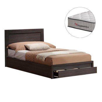 ΚΡΕΒΑΤΙ ΜΟΝΟ ΜΕ ΣΥΡΤΑΡΙ & ΣΤΡΩΜΑ MELANY HM10756.02 ΜΕΛΑΜΙΝΗ ZEBRANO--ΓΙΑ 90x190εκ