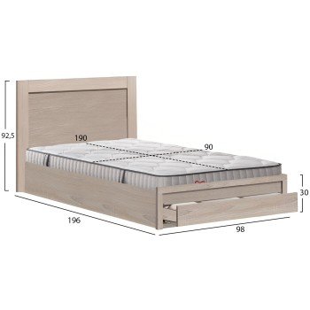 ΚΡΕΒΑΤΙ ΜΟΝΟ ΜΕ ΣΥΡΤΑΡΙ & ΣΤΡΩΜΑ MELANY HM10756.03 ΜΕΛΑΜΙΝΗ SONAMA--ΓΙΑ 90x190εκ