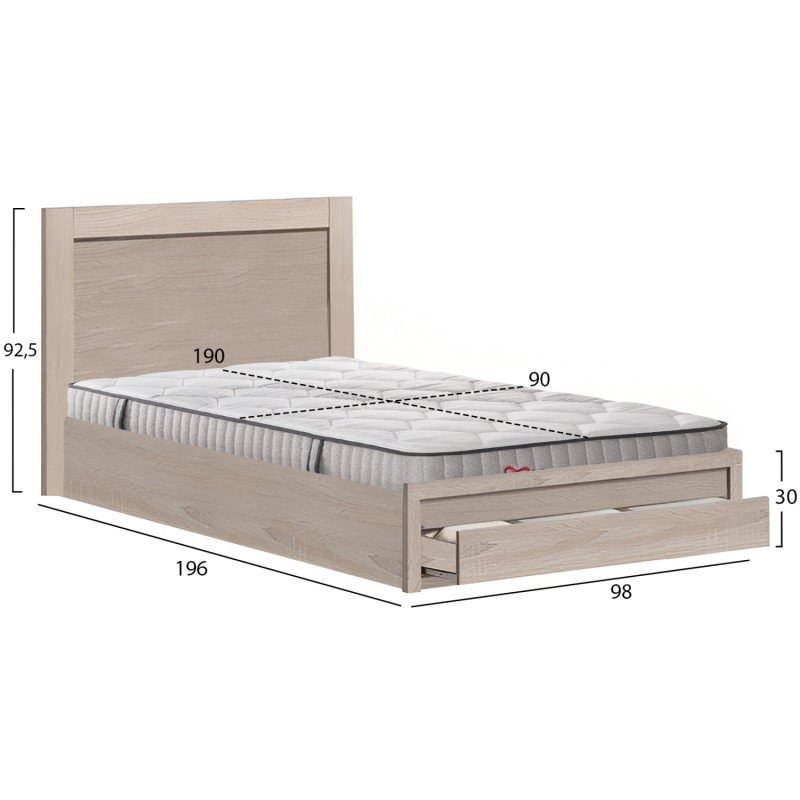 ΚΡΕΒΑΤΙ ΜΟΝΟ ΜΕ ΣΥΡΤΑΡΙ & ΣΤΡΩΜΑ MELANY HM10756.03 ΜΕΛΑΜΙΝΗ SONAMA--ΓΙΑ 90x190εκ