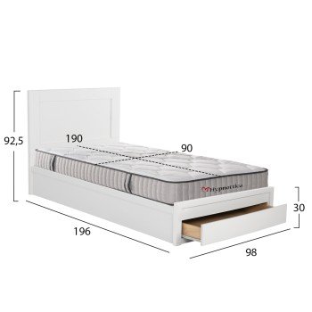 ΚΡΕΒΑΤΙ ΜΟΝΟ ΜΕ ΣΥΡΤΑΡΙ & ΣΤΡΩΜΑ MELANY HM10756.05 ΜΕΛΑΜΙΝΗ ΛΕΥΚΗ--ΓΙΑ 90x190εκ