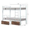 ΚΟΥΚΕΤΑ ΜΕ 2 ΣΥΡΤΑΡΙΑ ΚΑΦΕ & ΣΤΡΩΜΑΤΑ 90X190εκ FLOOR HM10749.01 ΜΕΤΑΛΛΟ ΛΕΥΚΟ