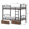 ΚΟΥΚΕΤΑ ΜΕ 2 ΣΥΡΤΑΡΙΑ ΚΑΦΕ & ΣΤΡΩΜΑΤΑ 90X190εκ FLOOR HM10749.03 ΜΕΤΑΛΛΟ ΜΑΥΡΟ