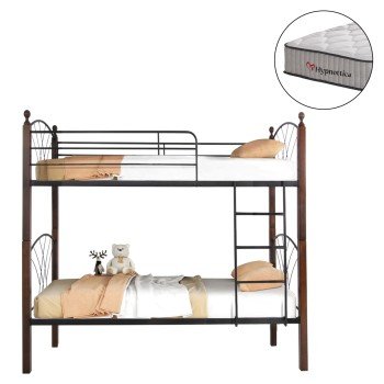 ΚΟΥΚΕΤΑ ΜΕ ΣΤΡΩΜΑΤΑ STOREY HM10749.10 ΜΕΤΑΛΛΟ & ΞΥΛΟ RUBBERWOOD--ΣΤΡΩΜΑΤΑ 90x190εκ.
