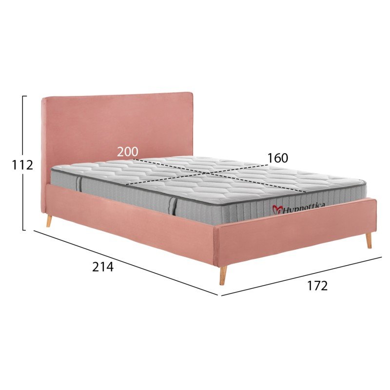ΚΡΕΒΑΤΙ ΔΙΠΛΟ ΜΕ ΣΤΡΩΜΑ INDRA HM10769.03 ΒΕΛΟΥΔΟ ΣΑΠΙΟ ΜΗΛΟ--ΓΙΑ ΣΤΡΩΜΑ 160x200εκ