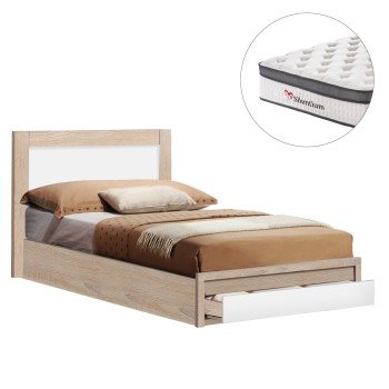 ΚΡΕΒΑΤΙ ΜΟΝΟ ΜΕ ΣΥΡΤΑΡΙ & ΣΤΡΩΜΑ MELANY HM10745 ΜΕΛΑΜΙΝΗ SONAMA/ΛΕΥΚΟ--ΓΙΑ 90x190εκ