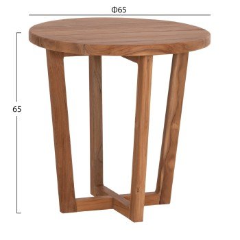 ΤΡΑΠΕΖΙ ΜΕΣΗΣ ΣΤΡΟΓΓΥΛΟ KOLIN HM6650 ΞΥΛΟ TEAK ΦΥΣΙΚΟ Φ65x65Υεκ.