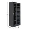 ΒΙΒΛΙΟΘΗΚΗ ΜΕ ΣΥΡΟΜΕΝΕΣ ΠΟΡΤΕΣ SIDER HM6632.01 ΜΕΤΑΛΛΙΚΗ ΜΑΥΡΗ 90x40x185Υεκ