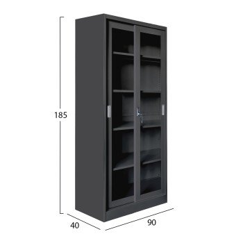 ΒΙΒΛΙΟΘΗΚΗ ΜΕ ΣΥΡΟΜΕΝΕΣ ΠΟΡΤΕΣ SIDER HM6632.01 ΜΕΤΑΛΛΙΚΗ ΜΑΥΡΗ 90x40x185Υεκ