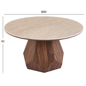 ΤΡΑΠΕΖΙ ΣΑΛΟΝΙΟΥ VENERA HM18441 ΚΕΡΑΜΙΚΟ TOP ΟΨΗ ΤΡΑΒΕΡΤΙΝΑΣ-MDF ΚΑΡΥΔΙ Φ80x42Υεκ.