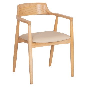 ΠΟΛΥΘΡΟΝΑ ΤΡΑΠΕΖΑΡΙΑΣ TARGA HM18336.11 RUBBERWOOD ΦΥΣΙΚΟ & PU ΕΚΡΟΥ 58x54x78Yεκ
