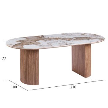 ΤΡΑΠΕΖΙ ΟΒΑΛ MARBLEX HM18428 ΚΕΡΑΜΙΚΟ TOP ΣΕ PANDORA--MDF ΠΟΔΙΑ 210x100x77Υεκ