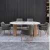 ΣΕΤ ΤΡΑΠΕΖΑΡΙΑΣ 7ΤΜΧ MELLOW HM21360 ΚΕΡΑΜΙΚΟ TOP/MDF ΠΟΔΙΑ--PU ΓΚΡΙ/ΜΕΤΑΛ.ΠΟΔΙΑ