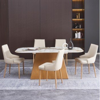 ΣΕΤ ΤΡΑΠΕΖΑΡΙΑΣ 7ΤΜΧ NORDU HM21359 ΚΕΡΑΜΙΚΟ TOP/MDF ΒΑΣΗ--PU ΚΡΕΜ/ΜΕΤΑΛ.ΠΟΔΙΑ