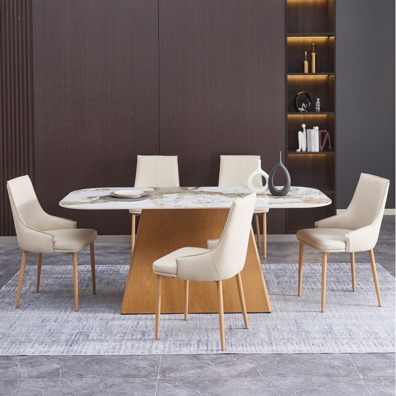 ΣΕΤ ΤΡΑΠΕΖΑΡΙΑΣ 7ΤΜΧ NORDU HM21359 ΚΕΡΑΜΙΚΟ TOP/MDF ΒΑΣΗ--PU ΚΡΕΜ/ΜΕΤΑΛ.ΠΟΔΙΑ