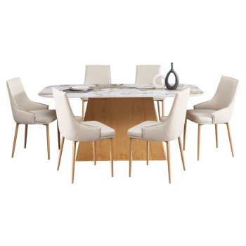 ΣΕΤ ΤΡΑΠΕΖΑΡΙΑΣ 7ΤΜΧ NORDU HM21359 ΚΕΡΑΜΙΚΟ TOP/MDF ΒΑΣΗ--PU ΚΡΕΜ/ΜΕΤΑΛ.ΠΟΔΙΑ