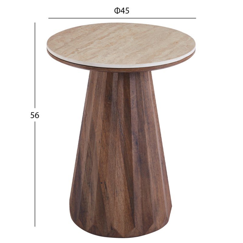 ΤΡΑΠΕΖΙ ΒΟΗΘΗΤΙΚΟ WALDEN HM18438 ΚΕΡΑΜΙΚΟ TOP ΟΨΗ ΤΡΑΒΕΡΤΙΝΑΣ-MDF ΚΑΡΥΔΙ Φ45x56Υεκ.