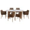 ΣΕΤ ΤΡΑΠΕΖΑΡΙΑΣ 7ΤΜΧ MELLOW HM21361 ΚΕΡΑΜΙΚΟ TOP/MDF ΠΟΔΙΑ--PU ΚΑΦΕ/ΜΕΤΑΛ.ΠΟΔΙΑ