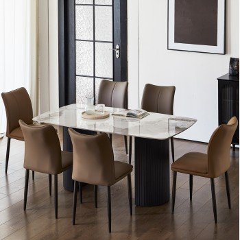 ΣΕΤ ΤΡΑΠΕΖΑΡΙΑΣ 7ΤΜΧ MINAO HM21362 ΚΕΡΑΜΙΚΟ TOP/MDF ΠΟΔΙΑ--PU ΚΑΦΕ/ΜΕΤΑΛ.ΠΟΔΙΑ