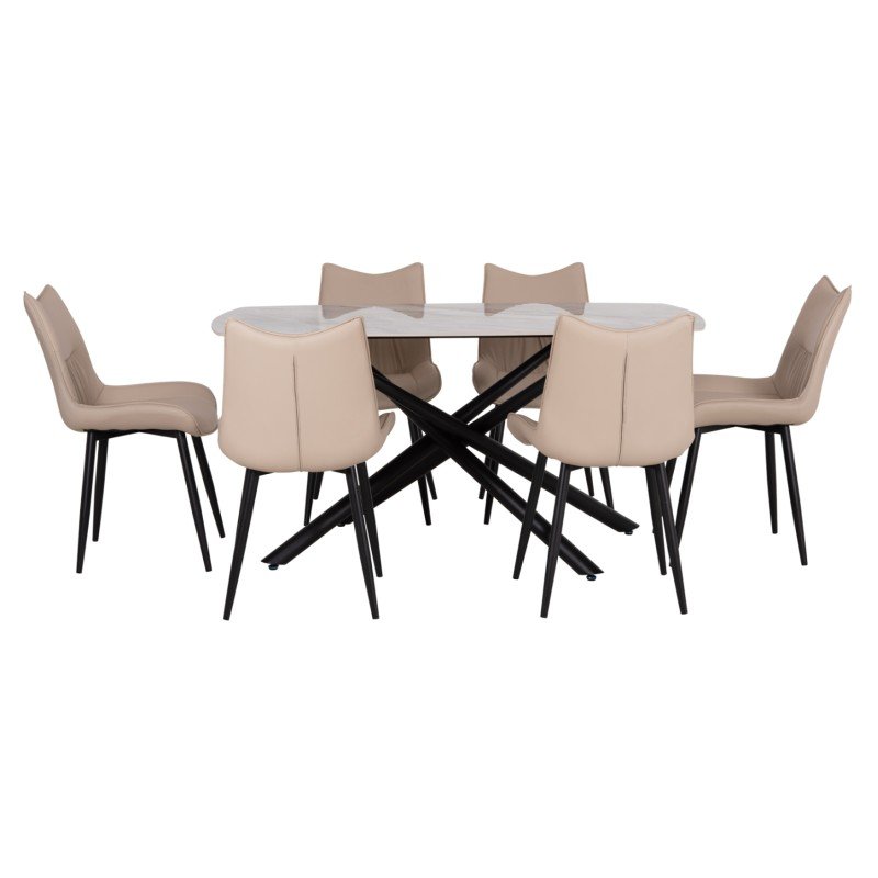 ΣΕΤ ΤΡΑΠΕΖΑΡΙΑΣ 7ΤΜΧ ISKA HM21363 ΚΕΡΑΜΙΚΟ TOP/ΜΕΤΑΛ. ΠΟΔΙΑ--PU ΜΠΕΖ/ΜΕΤΑΛ.ΠΟΔΙΑ
