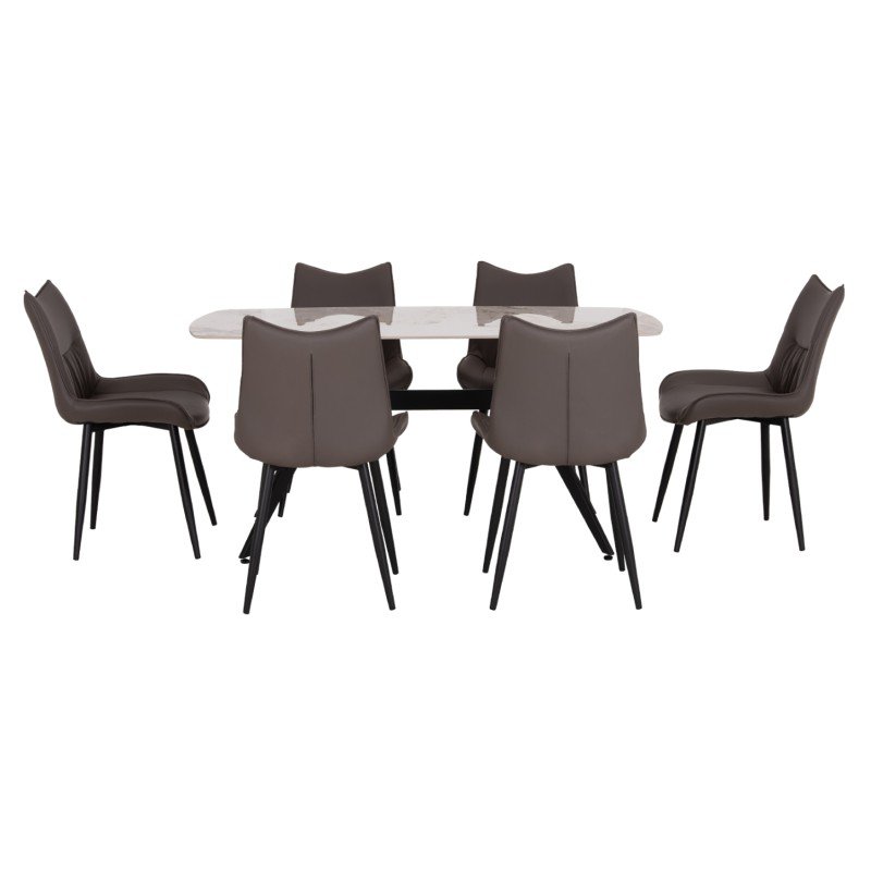 ΣΕΤ ΤΡΑΠΕΖΑΡΙΑΣ 7ΤΜΧ AIKA HM21364 ΚΕΡΑΜΙΚΟ TOP/ΜΕΤΑΛ. ΠΟΔΙΑ--PU ΓΚΡΙ/ΜΕΤΑΛ.ΠΟΔΙΑ