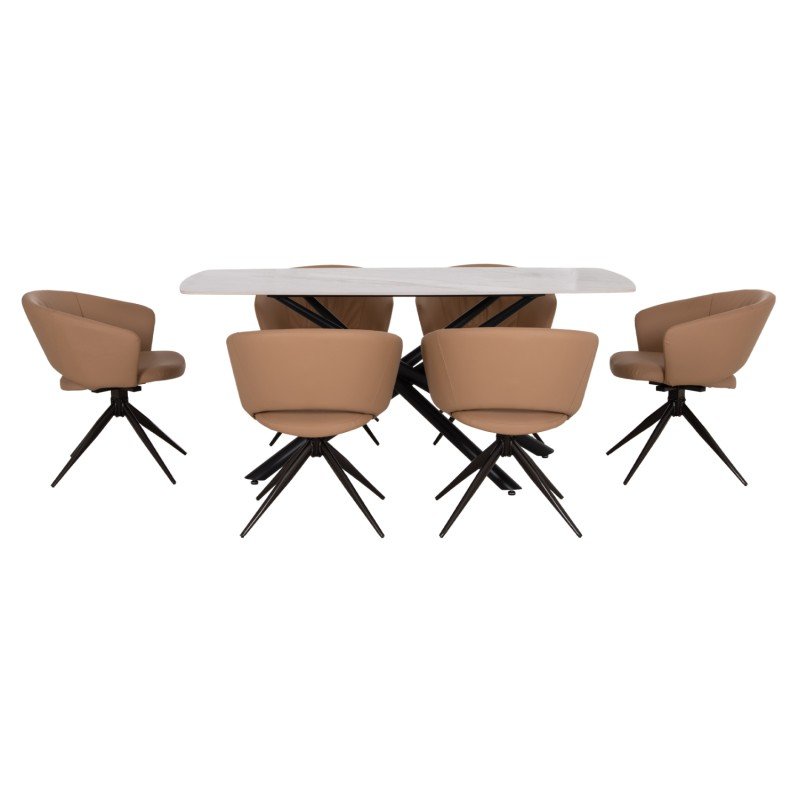 ΣΕΤ ΤΡΑΠΕΖΑΡΙΑΣ 7ΤΜΧ HANAE HM21365 ΚΕΡΑΜΙΚΟ TOP/ΜΕΤΑΛ. ΠΟΔΙΑ--PU ΜΟΚΑ/ΜΕΤΑΛ.ΠΟΔΙΑ