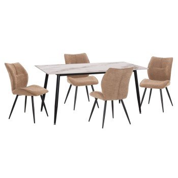 ΣΕΤ ΤΡΑΠΕΖΑΡΙΑΣ 5ΤΜΧ GAFF HM10953.03 ΚΕΡΑΜΙΚΟ TOP--ΥΦΑΣΜΑ TAUPE & ΜΕΤΑΛ.ΠΟΔΙΑ ΜΑΥΡΑ