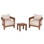 LOUNGE ΣΕΤ KIOTO HM10960 ΤΡΑΠΕΖΑΚΙ & 2 ΠΟΛΥΘΡΟΝΕΣ--ΞΥΛΟ TEAK--ΜΠΕΖ ΜΑΞΙΛΑΡΙΑ