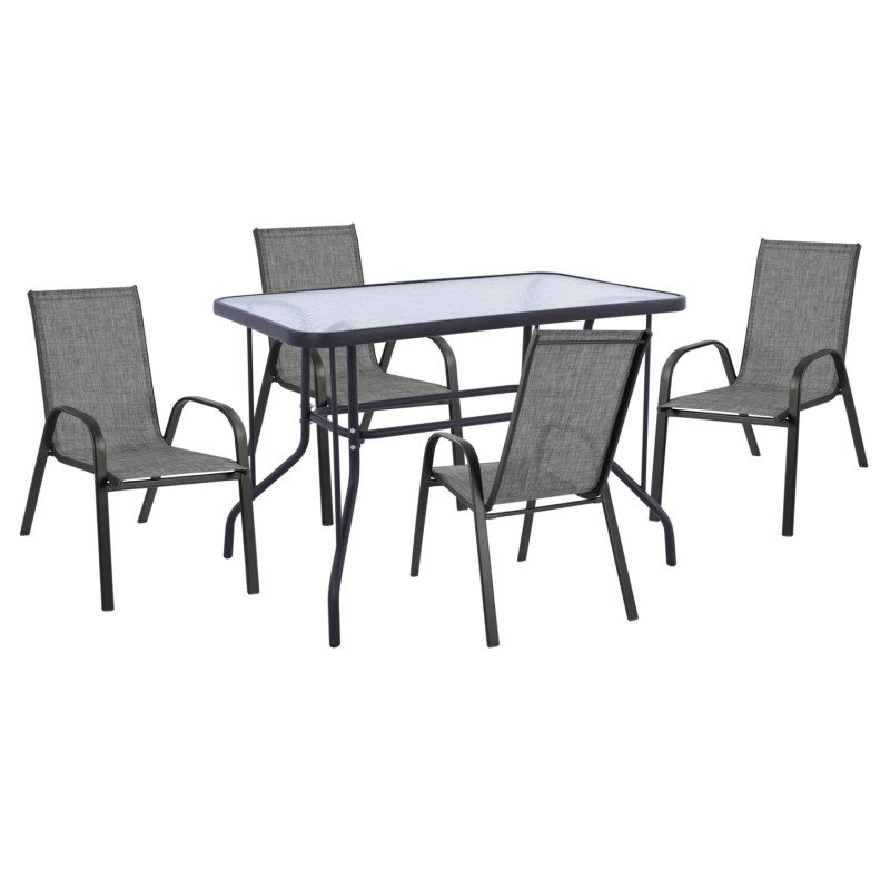 ΣΕΤ ΤΡΑΠΕΖΑΡΙΑΣ 5ΤΜΧ ADAM HM10897.01 ΤΡΑΠΕΖΙ 110x60εκ & 4 ΠΟΛΥΘΡΟΝΕΣ--ΓΚΡΙ