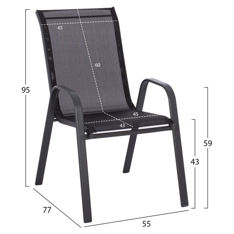 ΣΕΤ ΤΡΑΠΕΖΑΡΙΑΣ 5ΤΜΧ ADAM HM10897.03 ΤΡΑΠΕΖΙ 110x60εκ & 4 ΠΟΛΥΘΡΟΝΕΣ--ΜΑΥΡΟ