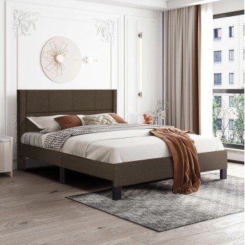 ΚΡΕΒΑΤΙ ΔΙΠΛΟ & ΣΤΡΩΜΑ TRILLOP HM10763.02 ΚΑΦΕ ΥΦΑΣΜΑ--ΓΙΑ 160x200εκ