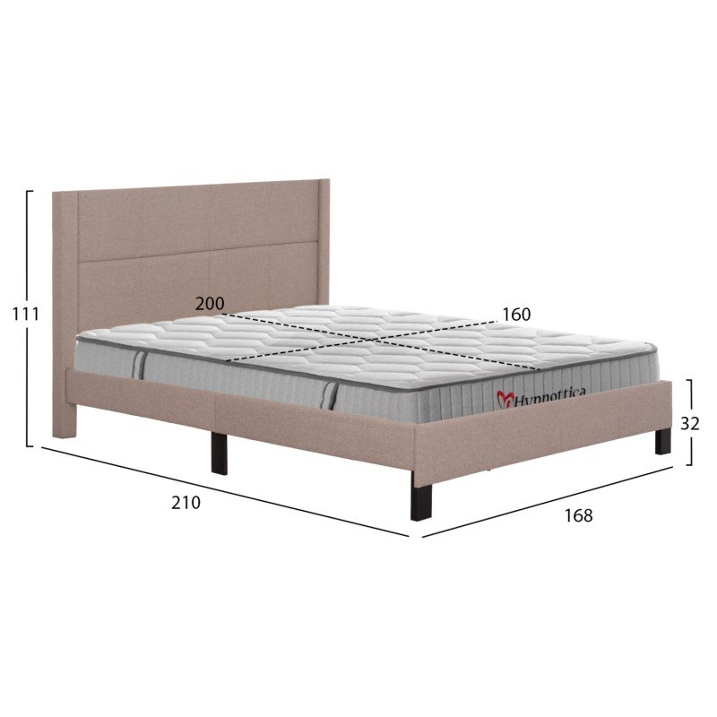 ΚΡΕΒΑΤΙ ΔΙΠΛΟ & ΣΤΡΩΜΑ TRILLOP HM10763.03 ΜΠΕΖ ΥΦΑΣΜΑ--ΓΙΑ 160x200εκ