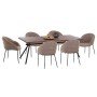 ΣΕΤ ΤΡΑΠΕΖΑΡΙΑΣ 7ΤΜΧ MANDY HM10957.03 MDF TOP--ΥΦΑΣΜΑ TAUPE & ΜΕΤΑΛ.ΠΟΔΙΑ