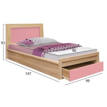 ΚΡΕΒΑΤΙ ΠΑΙΔΙΚΟ ΜΕ ΣΥΡΤΑΡΙ PLAYROOM HM10752.02 ΜΕΛΑΜΙΝΗ SONAMA/ΡΟΖ--ΣΤΡΩΜΑ 90x190εκ
