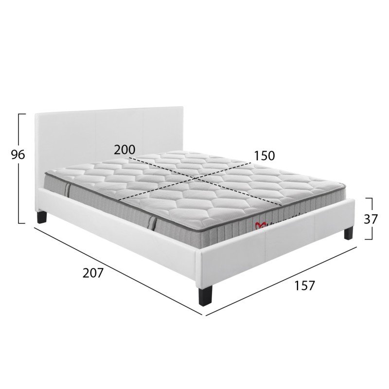 ΚΡΕΒΑΤΙ ΜΕ ΣΤΡΩΜΑ BECCA HM10760.01 ΛΕΥΚΟ PU--ΓΙΑ 150x200εκ