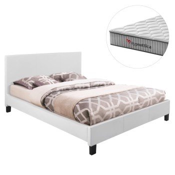 ΚΡΕΒΑΤΙ ΜΕ ΣΤΡΩΜΑ BECCA HM10760.01 ΛΕΥΚΟ PU--ΓΙΑ 150x200εκ