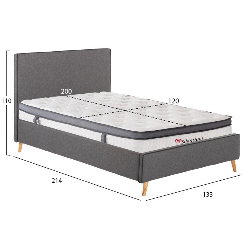 ΚΡΕΒΑΤΙ ΗΜΙΔΙΠΛΟ ΜΕ ΣΤΡΩΜΑ MAYLIN HM10802.02 ΓΚΡΙ ΥΦΑΣΜΑ--ΣΤΡΩΜΑ 120Χ200εκ