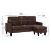 ΚΑΝΑΠΕΣ ΓΩΝΙΑ ΑΝΑΣΤΡΕΨΙΜΗ MEGGY HM3297.12 ΚΑΦΕ ΥΦΑΣΜΑ 184.5x129x86Yεκ.