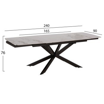 ΤΡΑΠΕΖΙ ΕΠΕΚΤΕΙΝΟΜΕΝΟ AIRA HM18411 ΚΕΡΑΜΙΚΟ TOP ΣΕ ΛΕΥΚΟ/ΚΑΦΕ ΜΑΡΜΑΡΟ 165/240x90x76Υεκ