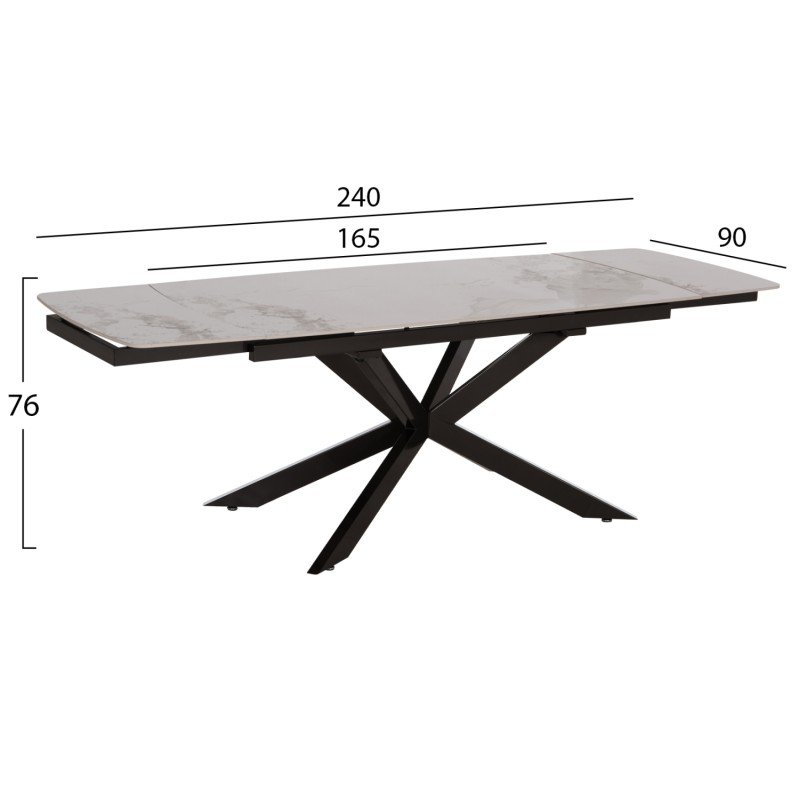 ΤΡΑΠΕΖΙ ΕΠΕΚΤΕΙΝΟΜΕΝΟ AIRA HM18411 ΚΕΡΑΜΙΚΟ TOP ΣΕ ΛΕΥΚΟ/ΚΑΦΕ ΜΑΡΜΑΡΟ 165/240x90x76Υεκ