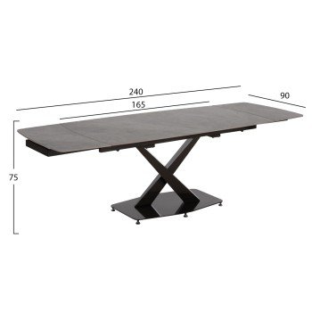 ΤΡΑΠΕΖΙ ΕΠΕΚΤΕΙΝΟΜΕΝΟ HOKU HM18410 ΚΕΡΑΜΙΚΟ TOP ΣΕ ΓΚΡΙ ΜΑΡΜΑΡΟ 165/240x90x75Υεκ.