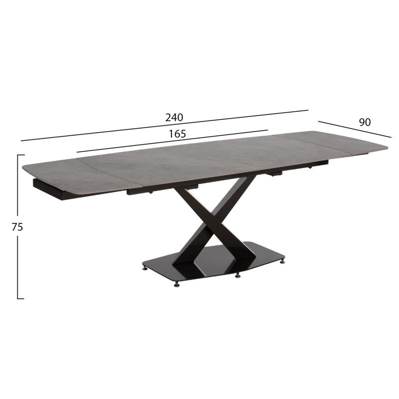 ΤΡΑΠΕΖΙ ΕΠΕΚΤΕΙΝΟΜΕΝΟ HOKU HM18410 ΚΕΡΑΜΙΚΟ TOP ΣΕ ΓΚΡΙ ΜΑΡΜΑΡΟ 165/240x90x75Υεκ.