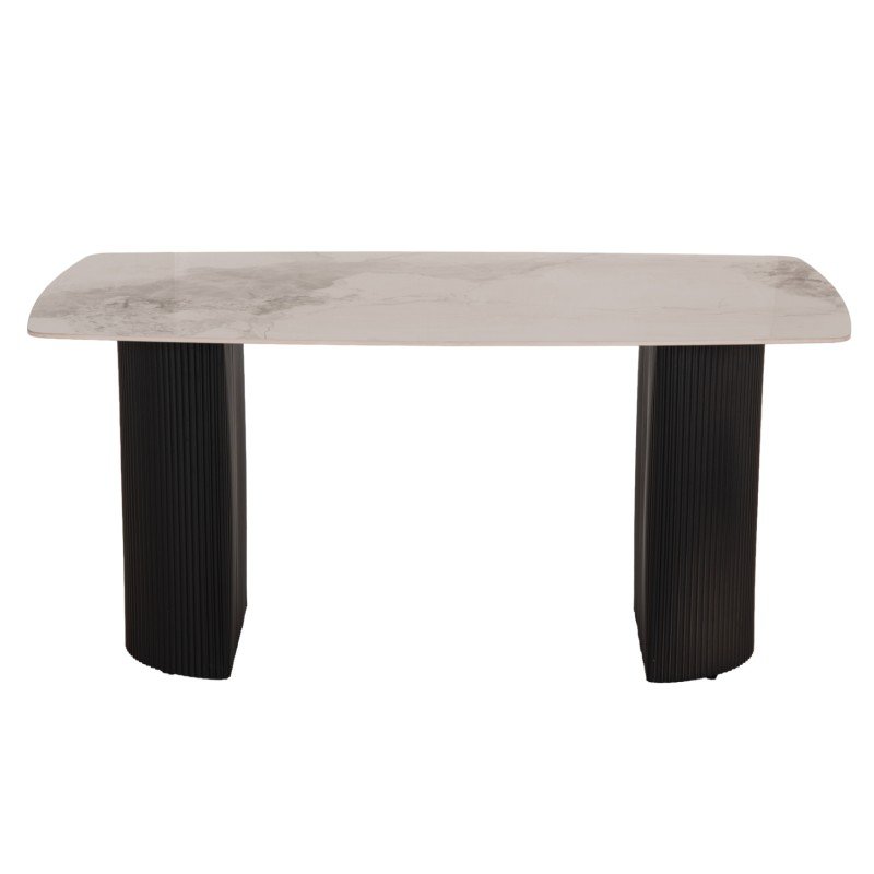 ΤΡΑΠΕΖΙ ΤΡΑΠΕΖΑΡΙΑΣ MINAO HM18418 MDF ΠΟΔΙΑ ΣΕ ΣΚΟΥΡΟ ΓΚΡΙ--ΚΕΡΑΜΙΚΟ TOP 160x90x75Υεκ