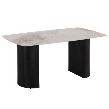 ΤΡΑΠΕΖΙ ΤΡΑΠΕΖΑΡΙΑΣ MINAO HM18418 MDF ΠΟΔΙΑ ΣΕ ΣΚΟΥΡΟ ΓΚΡΙ--ΚΕΡΑΜΙΚΟ TOP 160x90x75Υεκ